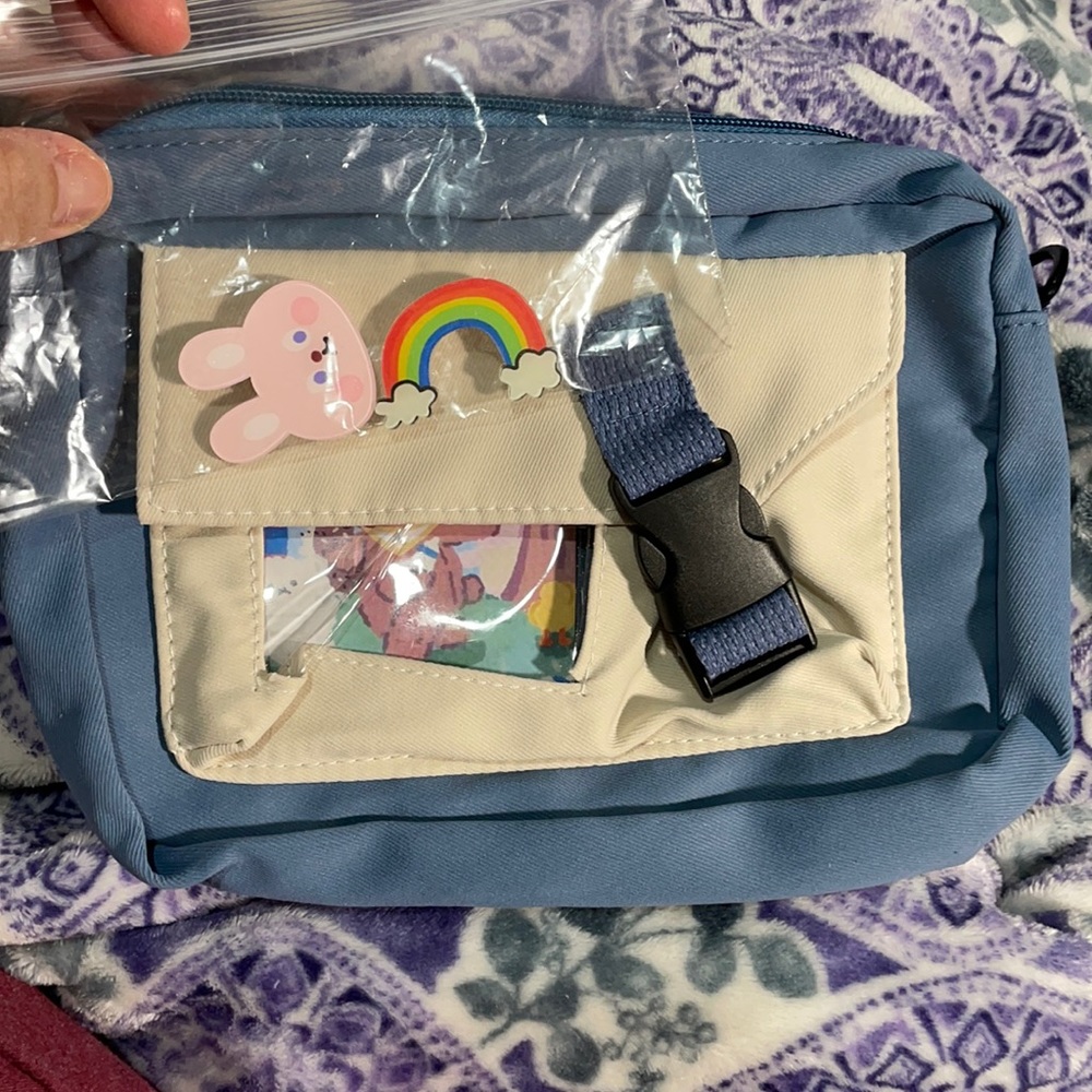 Blue and cream color crossbody bag for kids